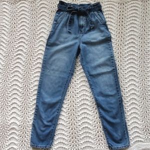 SO High Rise Mom Jeans Paper Bag Waist Tie Front Sz 1